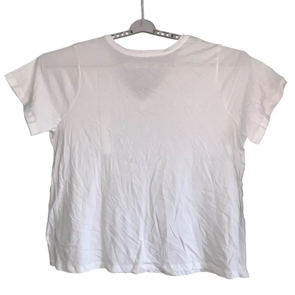 Ava & Viv Womens Plus Size White V-Neck Basic Tee Soft Cotton Casual Top - Picture 9 of 12